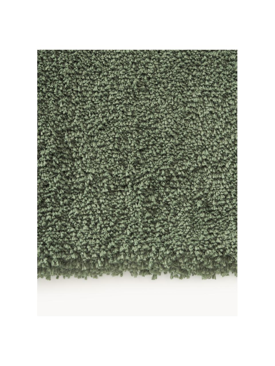 Puszysty chodnik z długim włosiem Leighton, Ciemny zielony, S 80 x L 200 cm