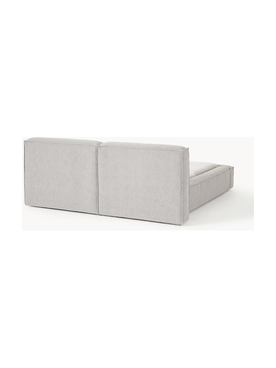 Bouclé gestoffeerd bed Lennon, Bekleding: bouclé (80% polyester, 20, Frame: massief grenenhout, FSC-g, Poten: hout, kunststof Dit produ, Bouclé grijs, B 208 x L 243 cm (ligvlak 140 x 200 cm)