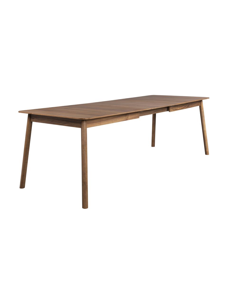 Mesa de comedor extensible de madera de nogal Glimps, Patas: madera de nogal maciza, Tablero: fibras de densidad media , Madera de nogal, An 180 - 240 x F 90 cm