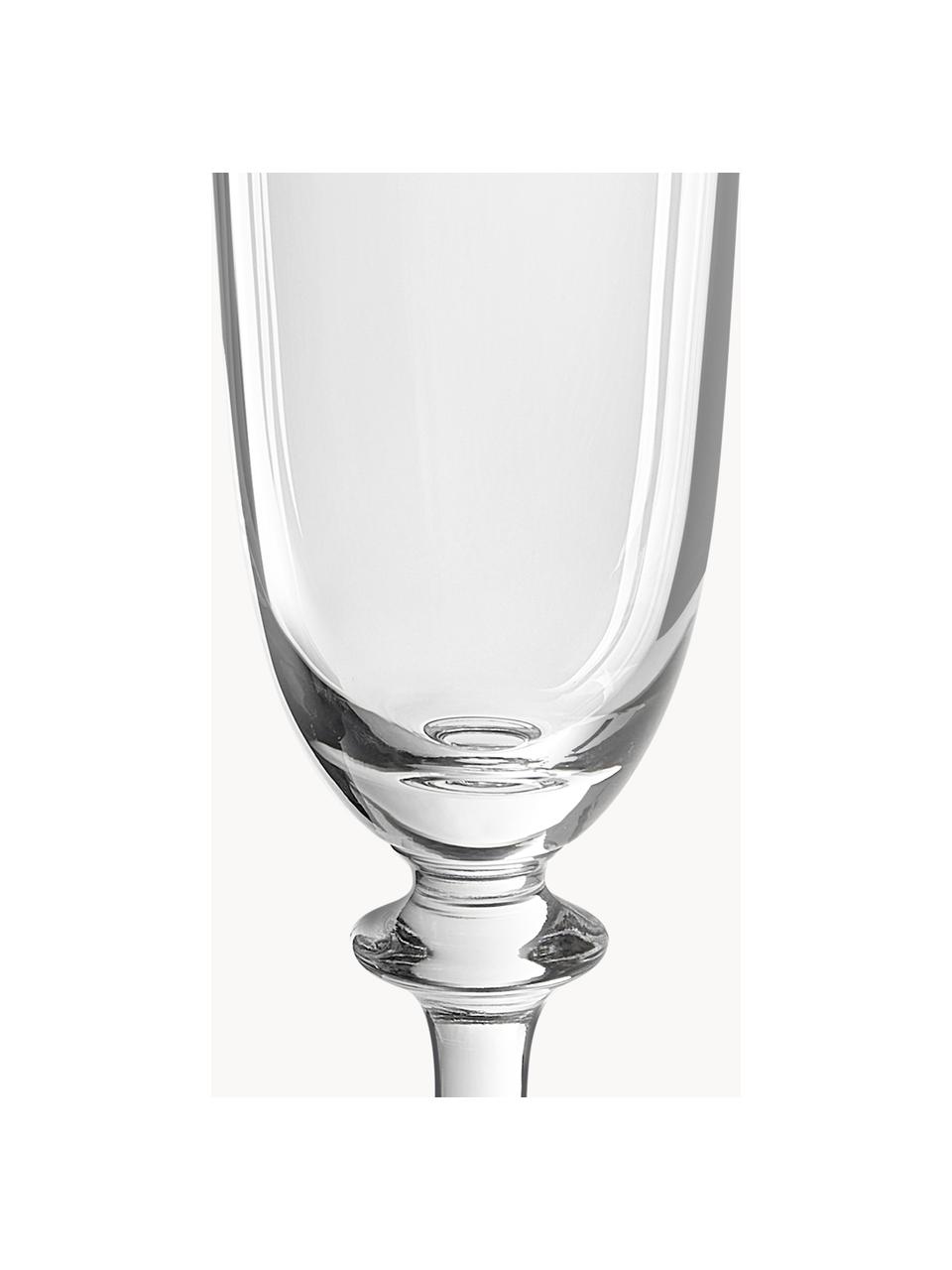Champagneglazen Lacey, 4 stuks, Glas, Transparant, Ø 8 x H 20 cm, 195 ml