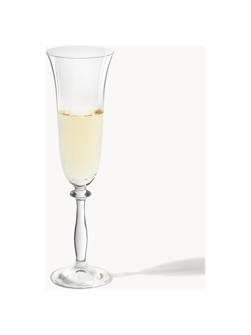 Champagneglazen Lacey, 4 stuks, Glas, Transparant, Ø 8 x H 20 cm, 195 ml