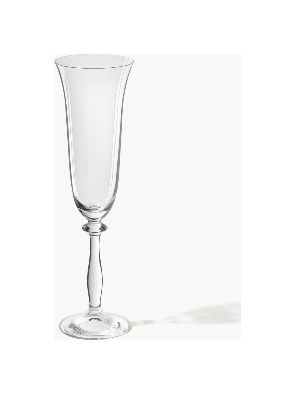 Copas flauta de champán Lacey, 4 uds., Vidrio de cristal, Transparente, Ø 8 x Al 20 cm, 195 ml