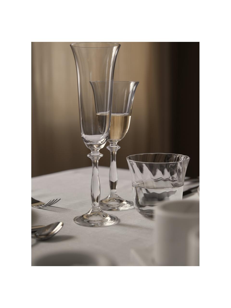 Champagneglazen Lacey, 4 stuks, Crystal glas/kristalglas, Transparant, Ø 8 x H 20 cm, 190 ml