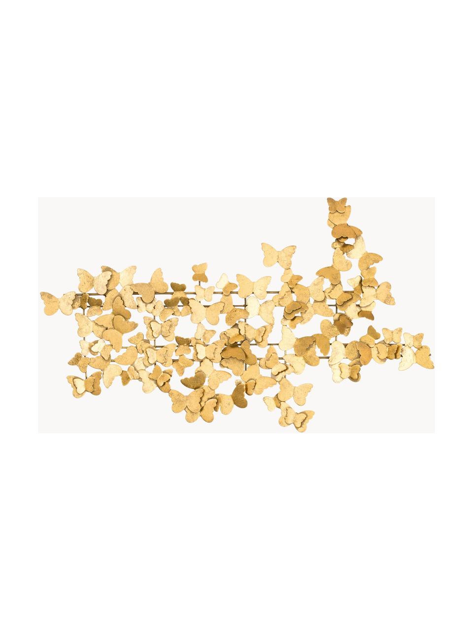 Wandobjekt Butterfly mit Antik-Finish, Metall, Goldfarben, B 104 x H 62 cm