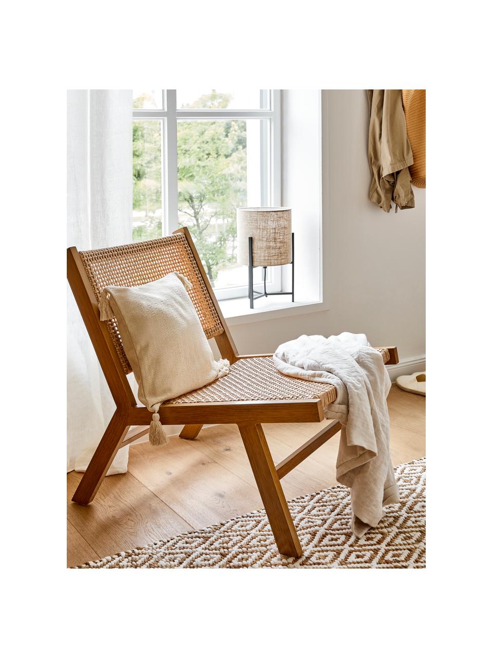 Sillón para exterior en aspecto madera Palina, Estructura: metal con pintura en polv, Asiento: malla de plástico, Marrón, An 57 x F 78 cm