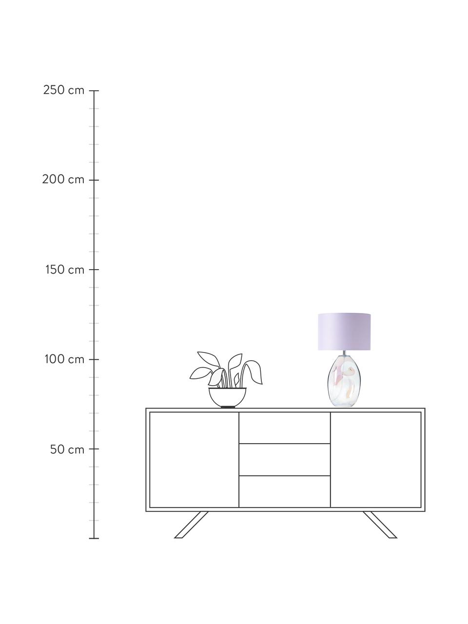 Grande lampe à poser avec pied en verre irisé Leia, Lilas, transparent, irisé, Ø 30 x haut. 53 cm
