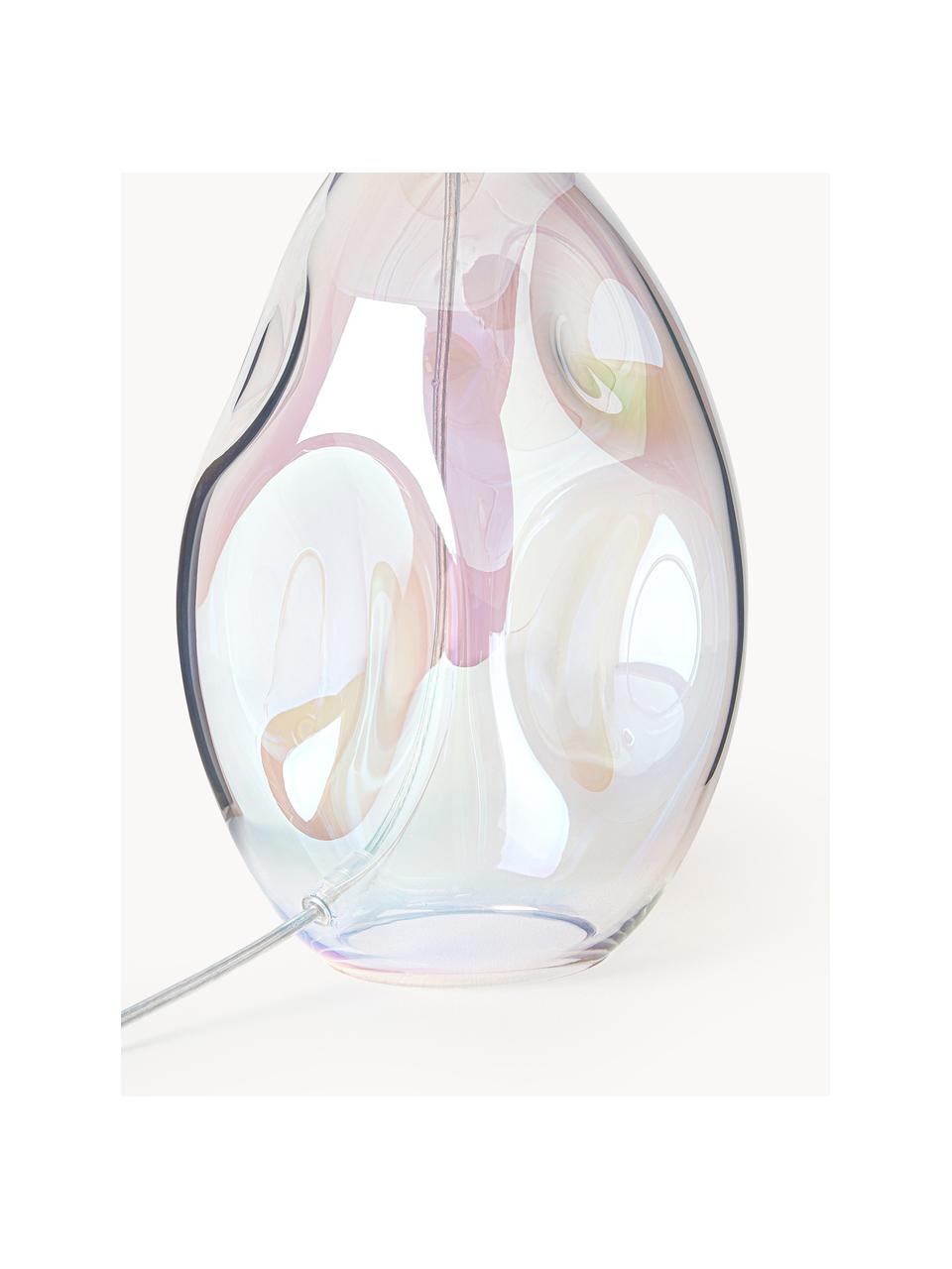 Grande lampe à poser avec pied en verre irisé Leia, Lilas, transparent, irisé, Ø 30 x haut. 53 cm