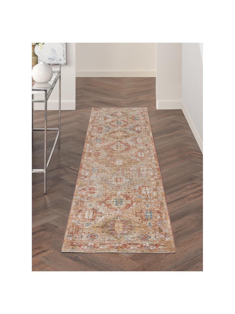 Běhoun s nízkým vlasem s ornamentálním vzorem Sahar, 100 % polyester, Odstíny červené, odstíny žluté, odstíny béžové, Š 70 cm, D 310 cm