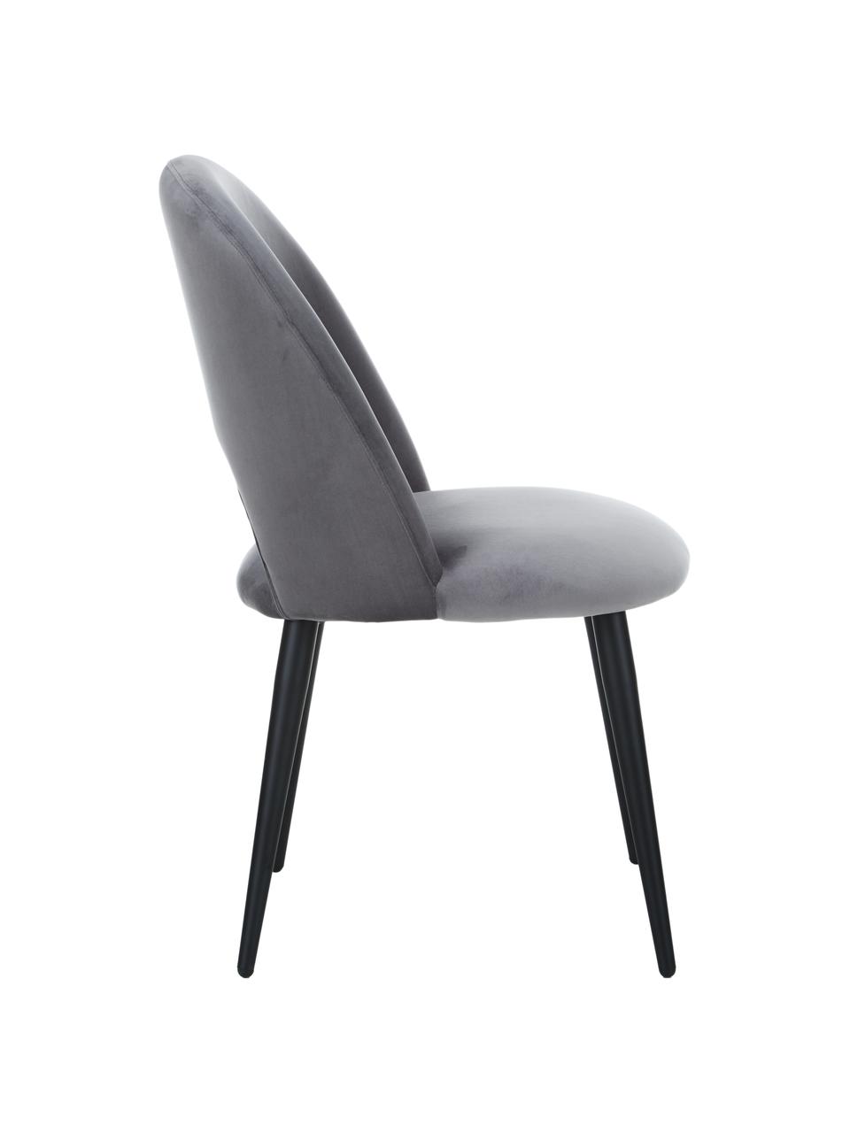 Krzesło tapicerowane z aksamitu Rachel, Tapicerka: aksamit (100% poliestr) D, Nogi: metal malowany proszkowo, Aksamitny stalowoszary, S 53 x G 57 cm