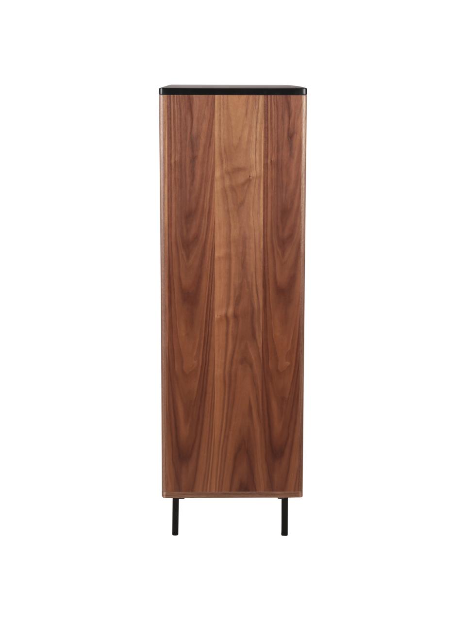 Vysoká skříňka s žebrovaným dekorem Nuance, Tmavé dřevo, Š 100 cm, V 140 cm