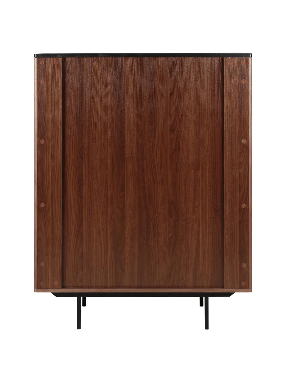 Komoda s drážkovou dekoráciou Nuance, Tmavé drevo, Š 100 x V 140 cm