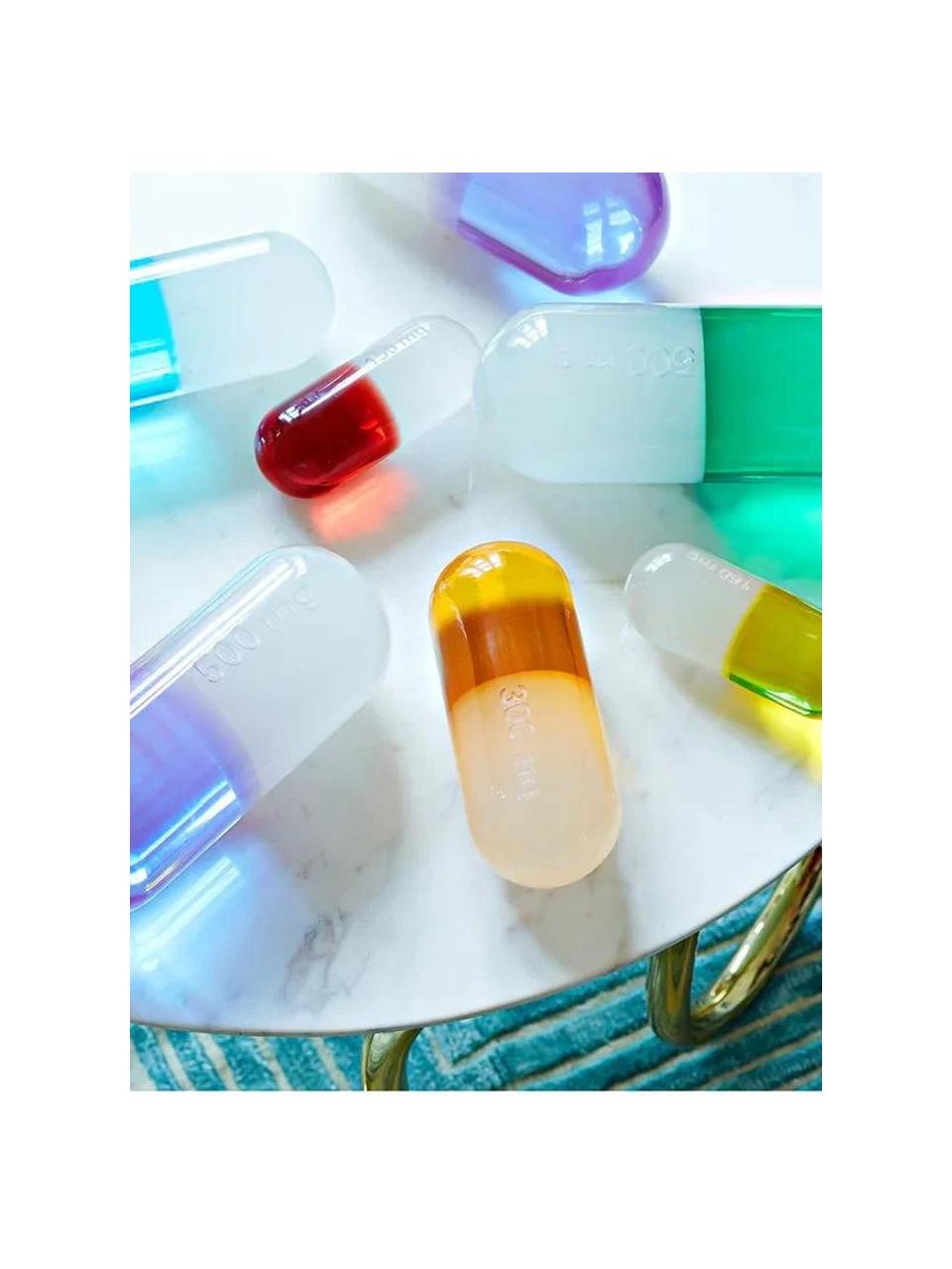 Deko-Objekt Pill, Polyacryl, poliert, Weiss, Zitronengelb, B 17 x H 6 cm