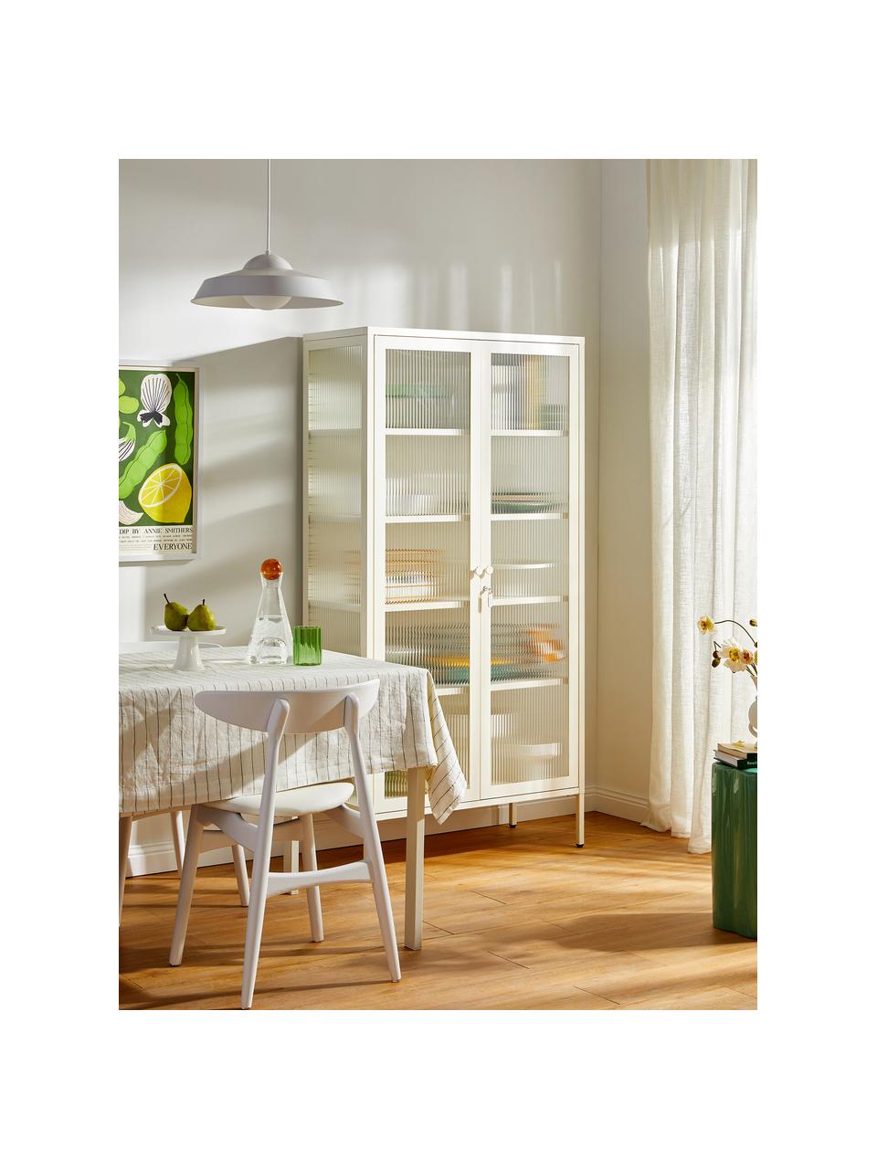 Metall-Vitrine The Collector mit geriffeltem Glas, Off White, B 85 x H 170 cm