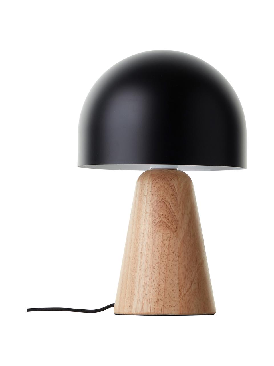 Kleine Tischlampe Nalam, Lampenschirm: Metall, beschichtet, Schwarz, Helles Holz, Ø 20 x H 31 cm