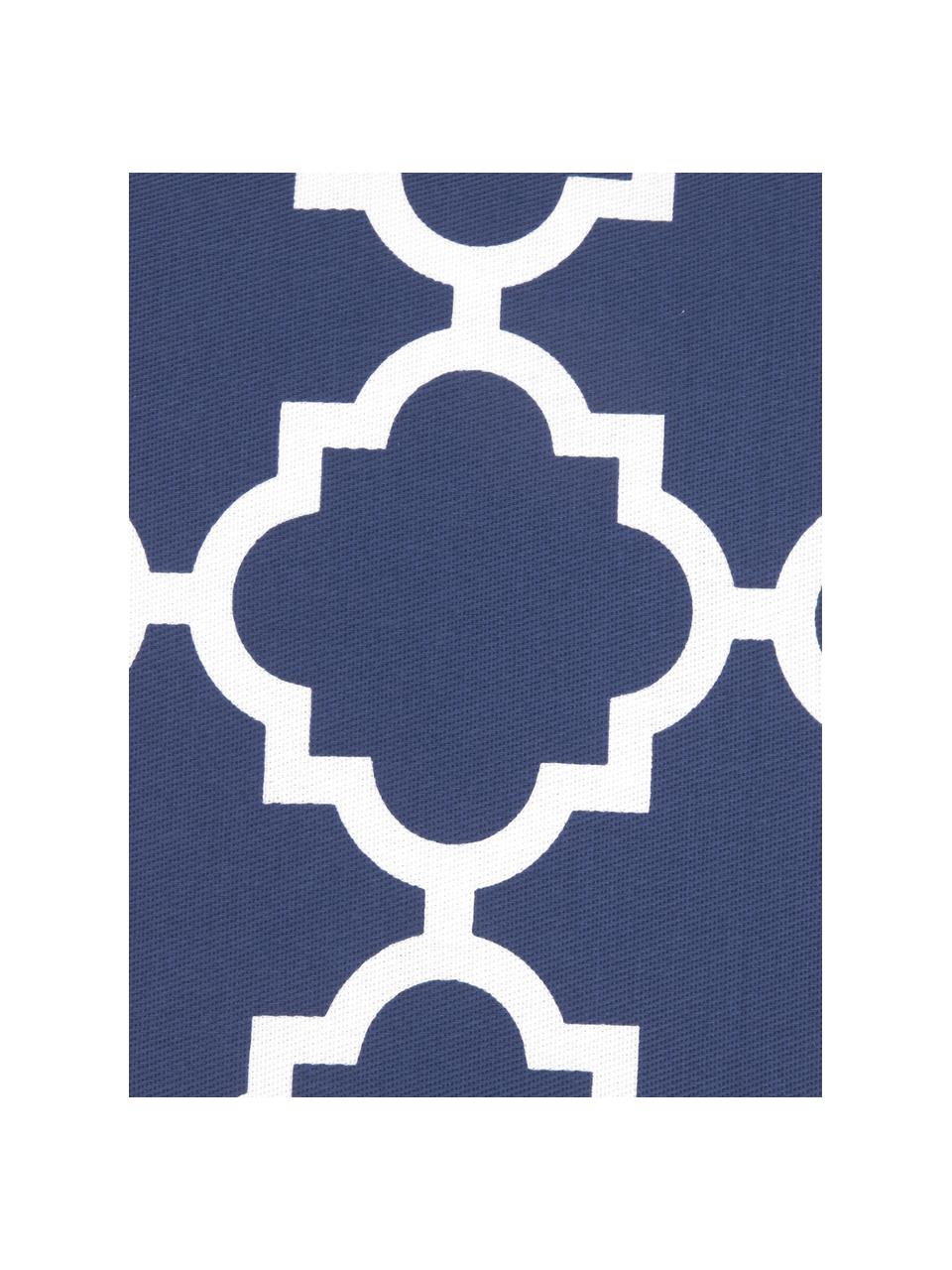 Housse de coussin rectangulaire imprimé graphique Lana, 100 % coton, Bleu marine, blanc, larg. 30 x long. 50 cm