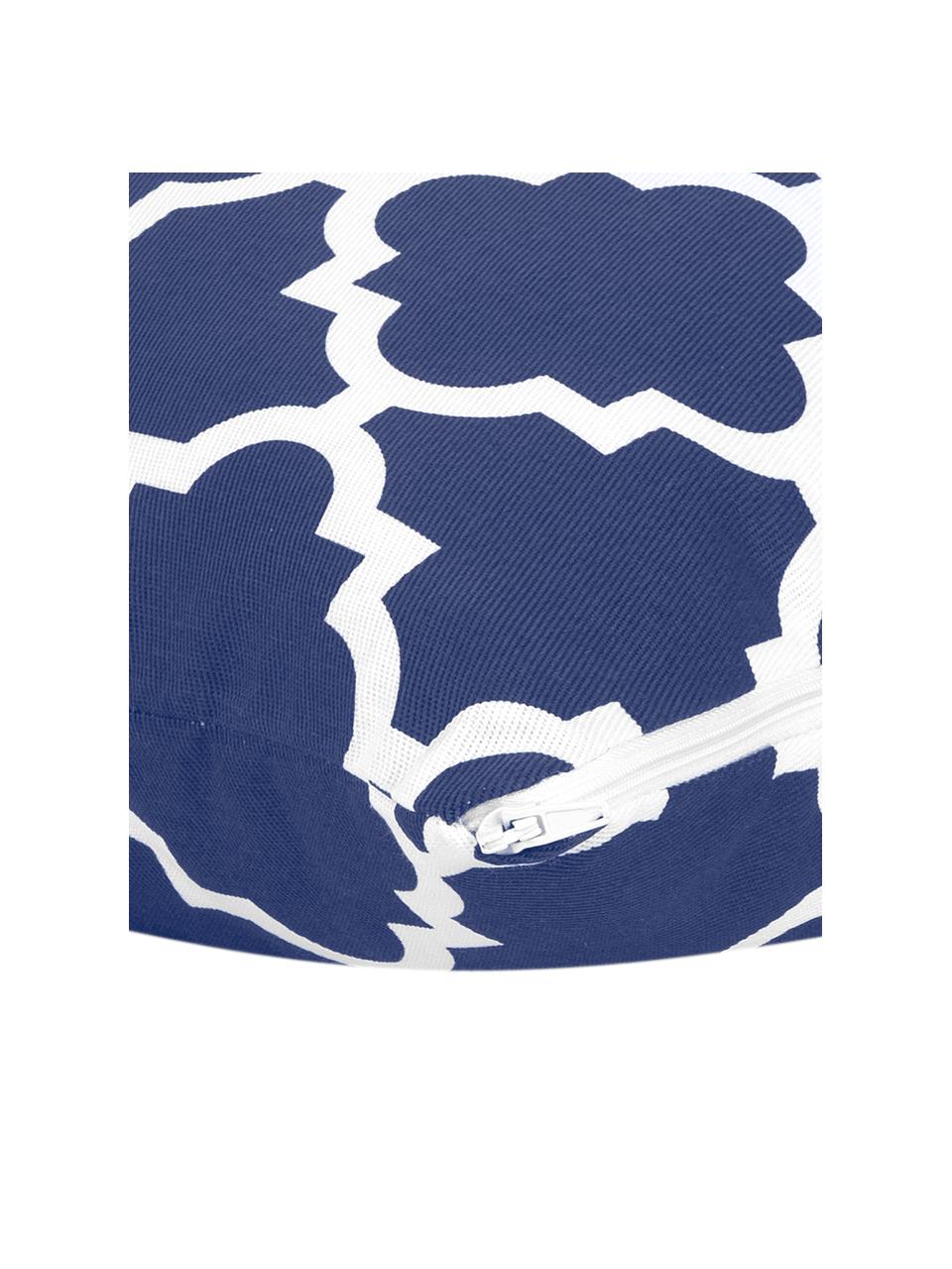 Kussenhoes Lana, 100% katoen, Marineblauw, wit, B 30 x L 50 cm
