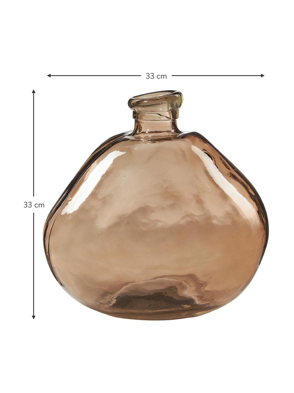 Jarrón botella de vidrio Dina, Vidrio reciclado con certificado GRS, Marrón, Ø 33 x Al 33