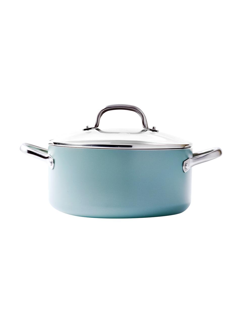 Set da cucina in ceramica con rivestimento antiaderente Mayflower 10 pz, Azzurro, legno di frassino, Set in varie misure