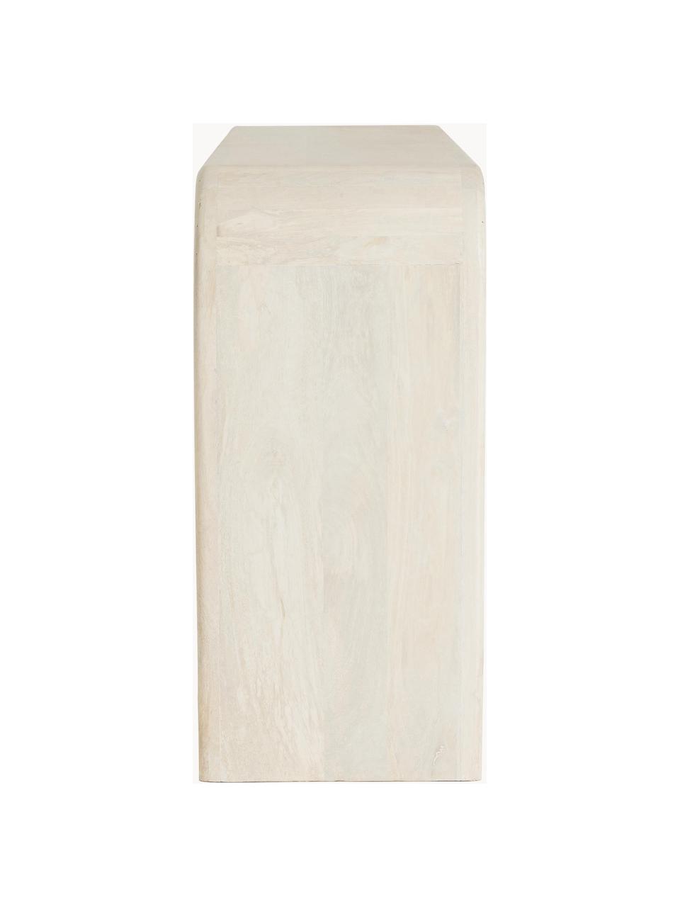 Étagère en bois de manguier Cairo, Bois de manguier, enduit, Manguier blanc cassé laqué, larg. 145 x haut. 75 cm