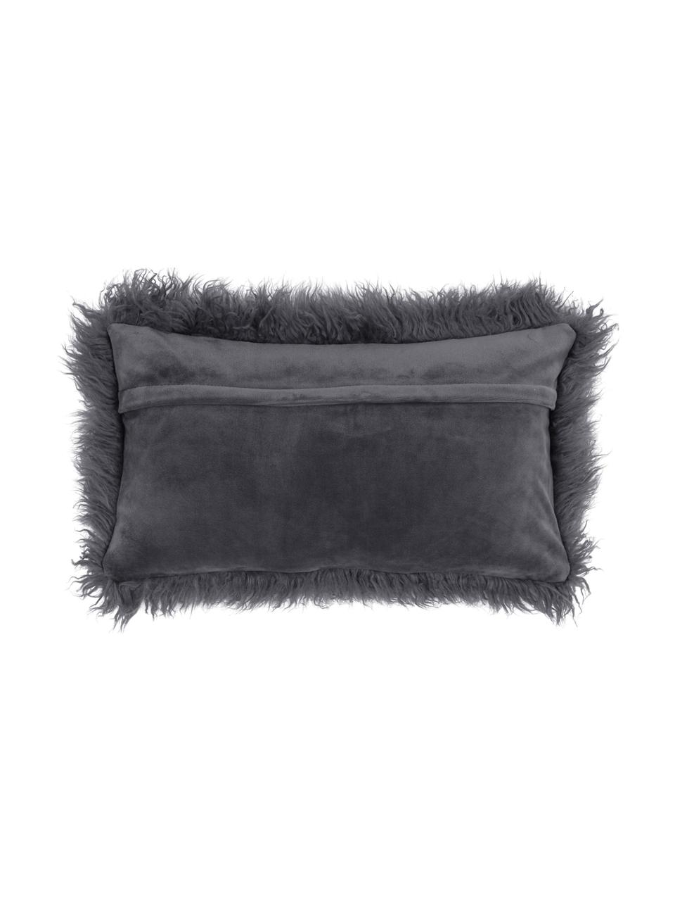 Housse de coussin rectangulaire gris foncé Morten, Gris foncé, larg. 30 x long. 50 cm