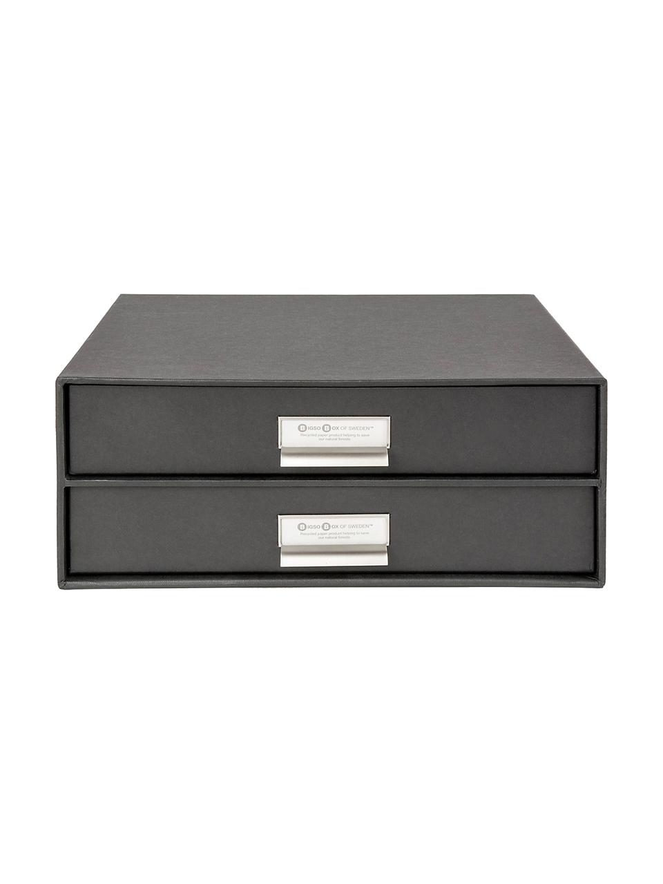 Boîte de classement Birger, Extérieur boîte : gris foncé. Intérieur boîte : blanc, larg. 33 x haut. 14 cm