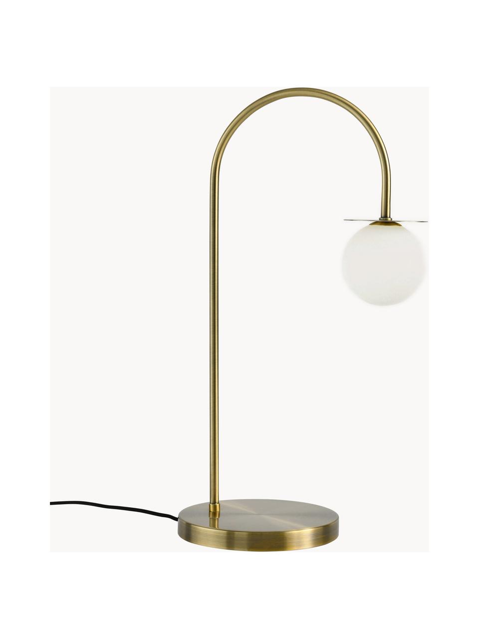 Lámpara de mesa Milo, Pantalla: vidrio, Estructura: metal recubierto, Cable: cubierto en tela, Dorado, An 20 x Al 55 cm