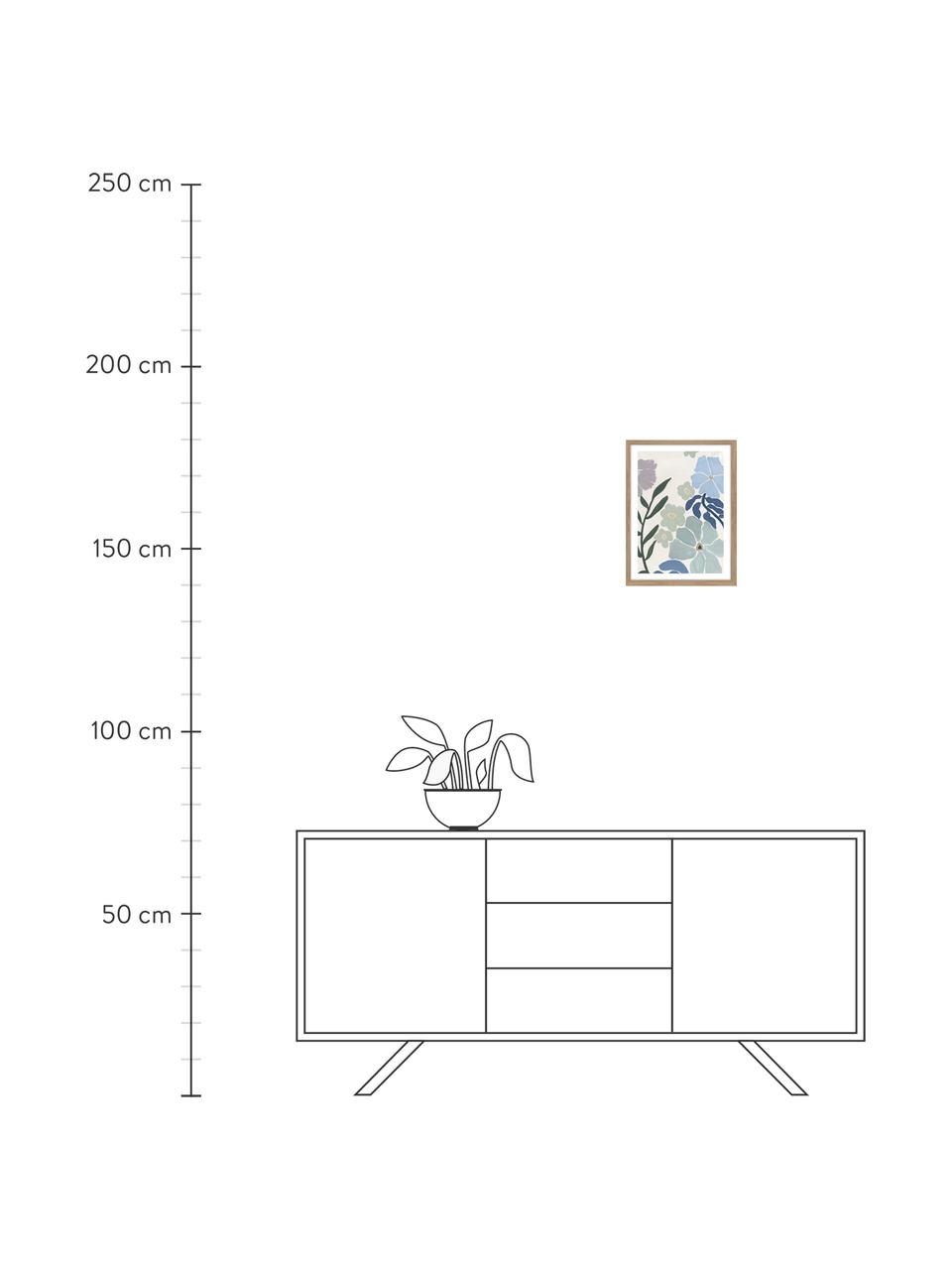 Zarámovaný digitální tisk This Season 1, Tlumeně bílá, odstíny modré, zelená, levandule, Š 30 cm, V 40 cm