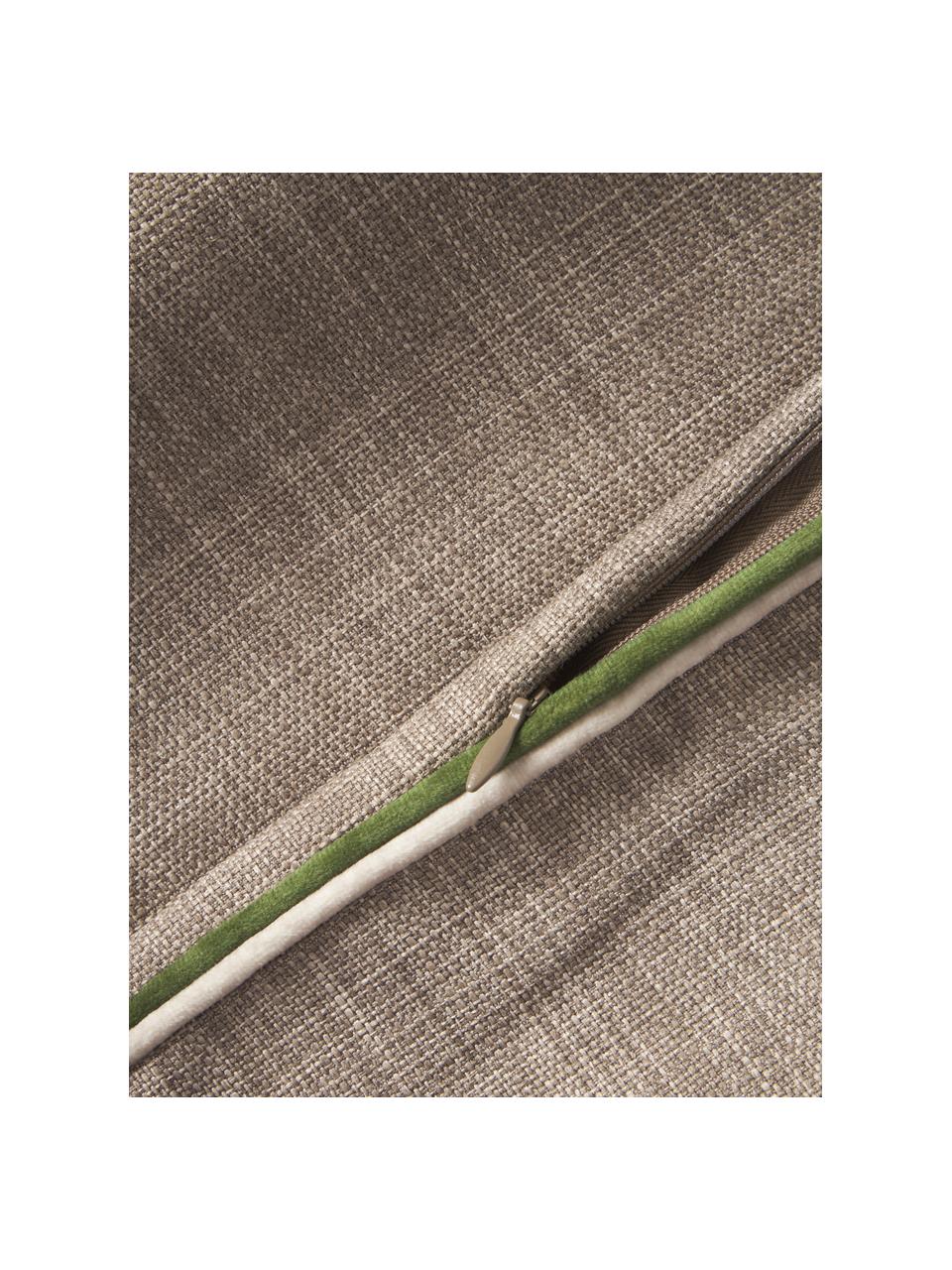 Kissenhülle Cressida mit zweifarbiger Kederumrandung, 100 % Polyester, Taupe, B 45 x L 45 cm