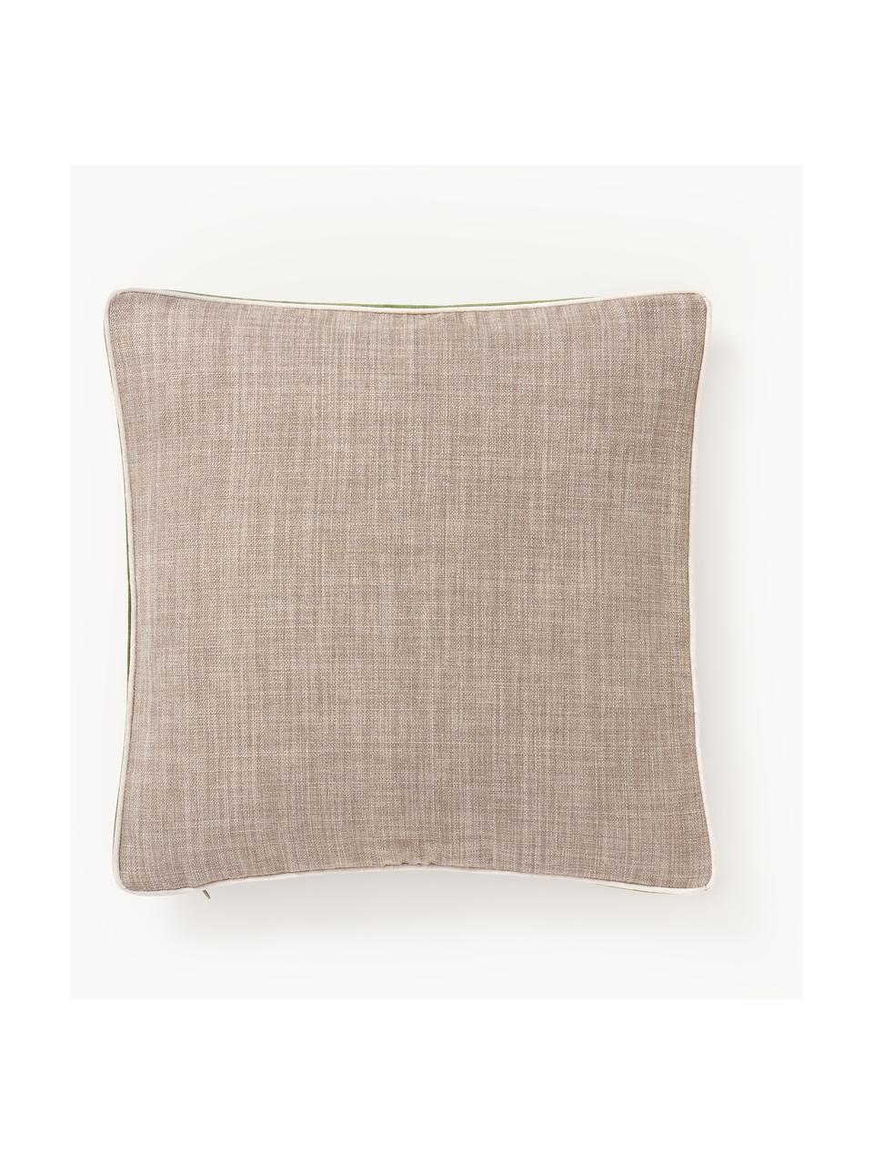 Kussenhoes Cressida met tweekleurige bies, 100% polyester, Taupe, B 45 x L 45 cm