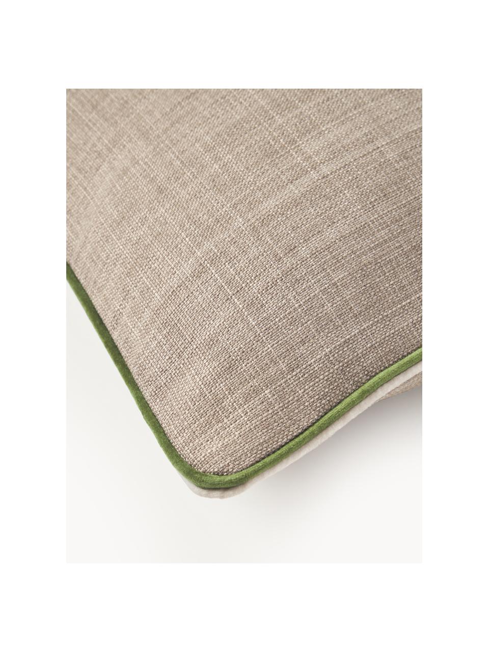 Housse de coussin 45x45 avec passepoil bicolore Cressida, 100 % polyester, Taupe, larg. 45 x long. 45 cm