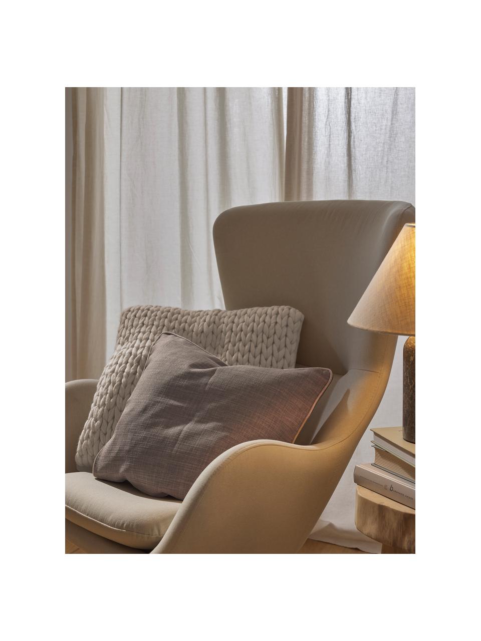 Housse de coussin 45x45 avec passepoil bicolore Cressida, 100 % polyester, Taupe, larg. 45 x long. 45 cm