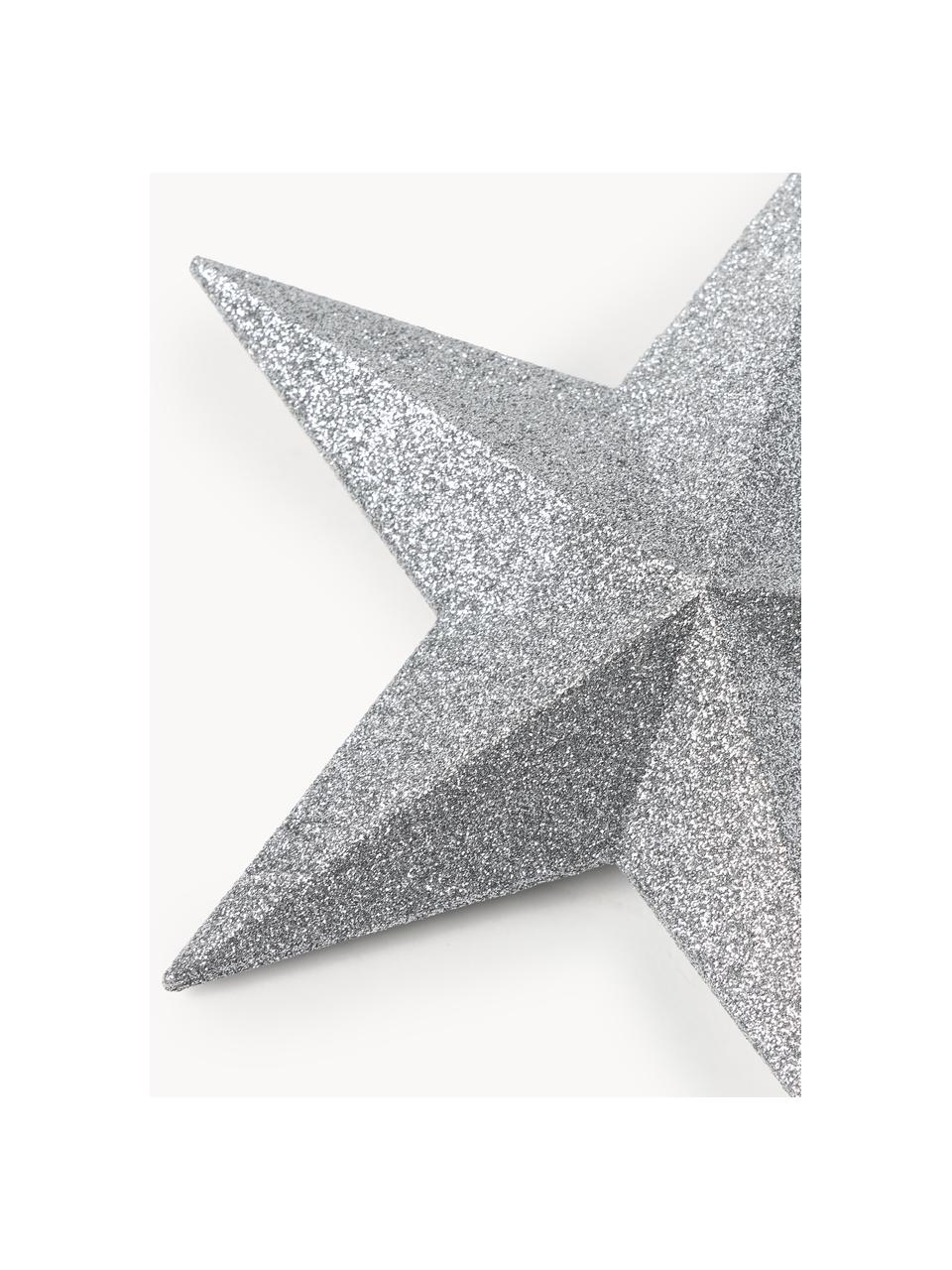 Cimier sapin incassable Morning Star, haut. 19 cm, Plastique, paillettes, Argenté, haut. 19 cm