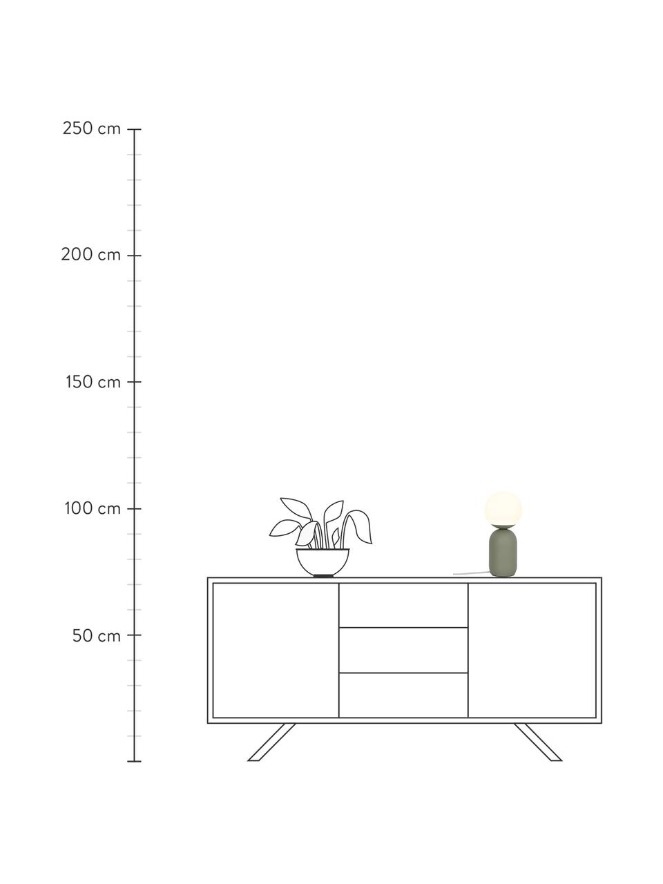 Lámpara de mesa pequeña Notti, Pantalla: vidrio soplado, Cable: cubierto en tela, Blanco, verde, Ø 15 x Al 35 cm