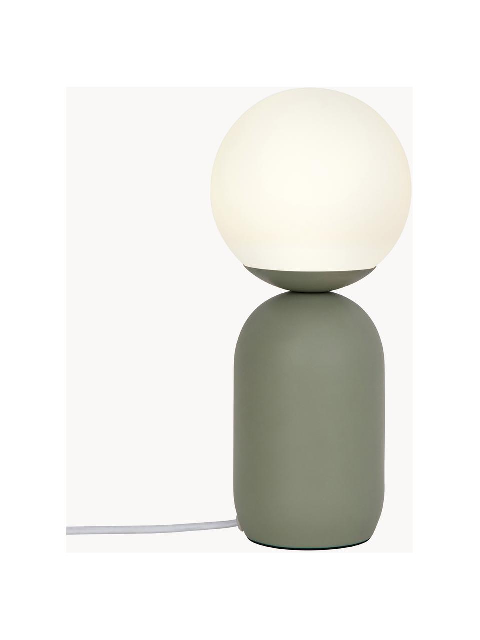 Lampada da tavolo piccola Notti, Paralume: vetro soffiato, Bianco, verde oliva, Ø 15 x Alt. 35 cm