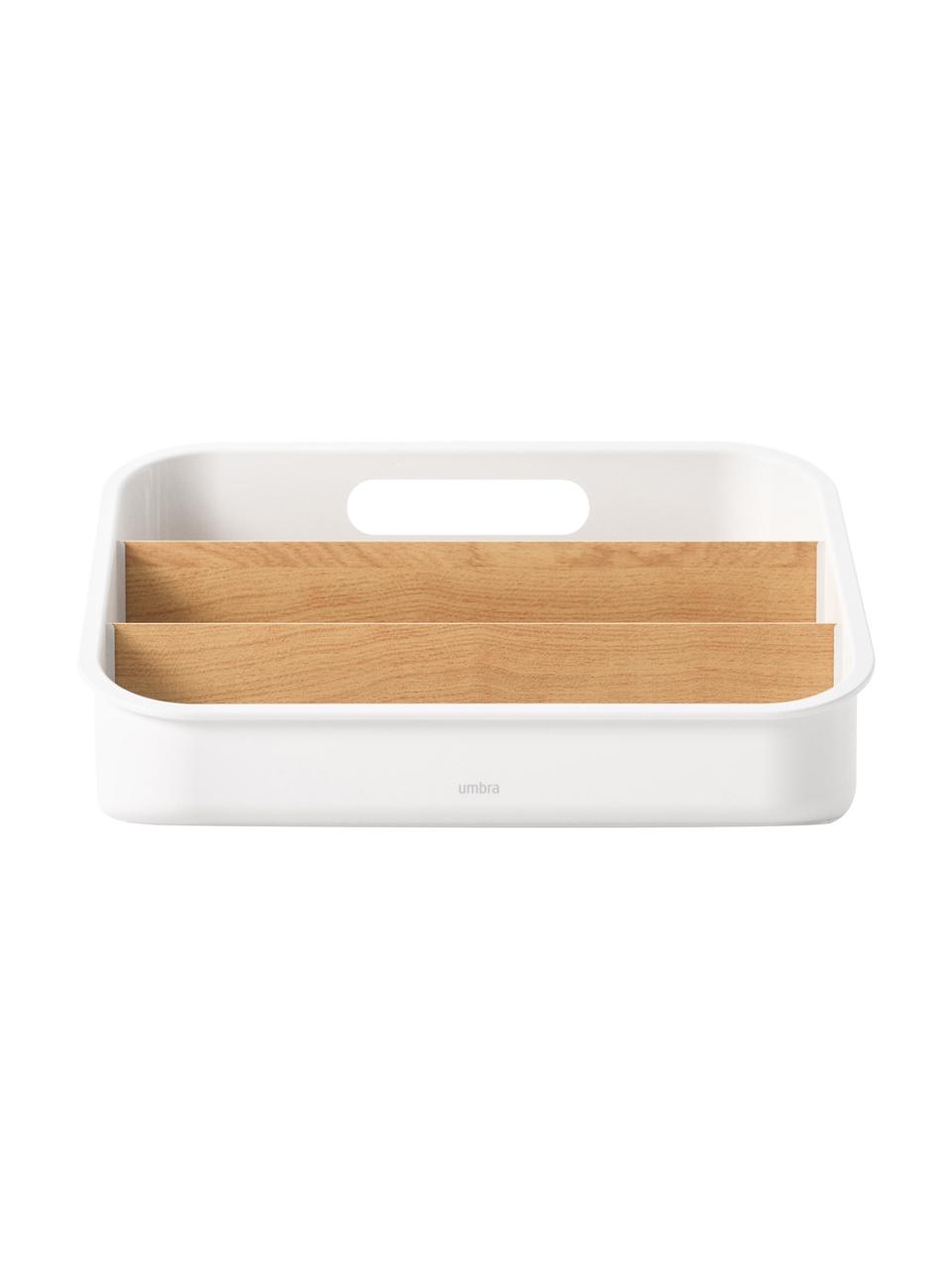 Organisateur de cuisine Bellwood, Blanc, bois clair, larg. 26 x haut. 13 cm