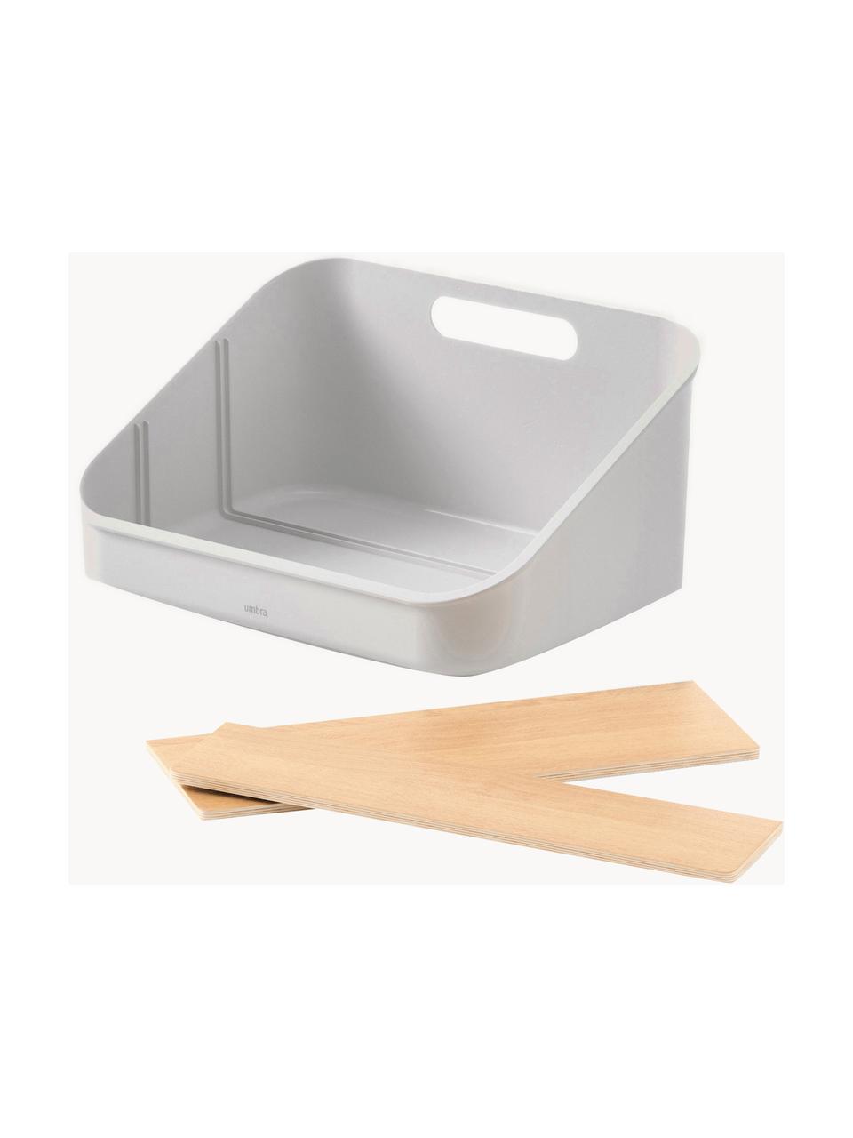 Organizer da cucina Bellwood, Struttura: plastica, Bianco opaco, legno chiaro, Larg. 26 x Alt. 13 cm