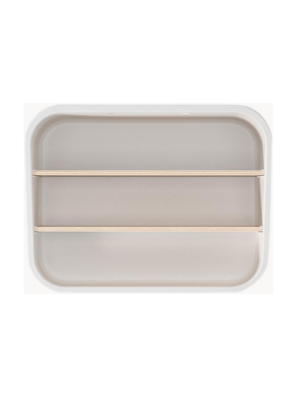 Organizer da cucina Bellwood, Struttura: plastica, Bianco opaco, legno chiaro, Larg. 26 x Alt. 13 cm