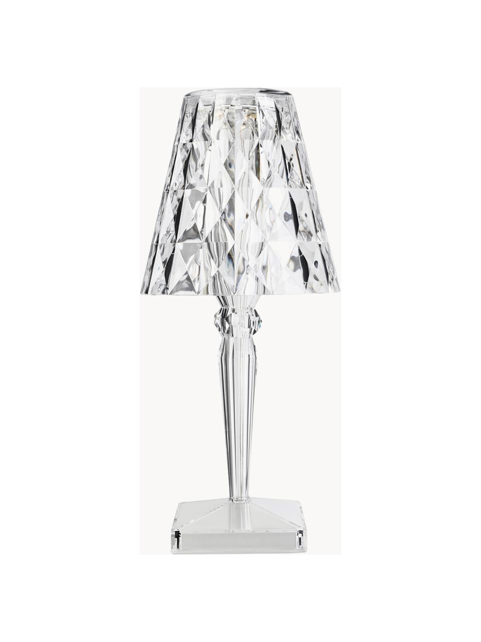 Mobilna lampa stołowa LED z funkcją przyciemniania Battery, W 26 cm, Szkło akrylowe, Transparentny, Ø 17 x W 37 cm