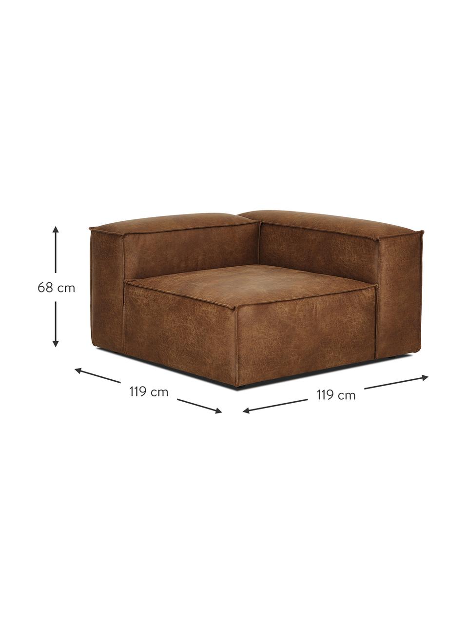 Modulo angolare in pelle riciclata Lennon, Rivestimento: pelle riciclata (70 % pel, Rivestimento: imbottitura in schiuma co, Pelle marrone, Larg. 119 x Prof. 119 cm, angolo a sinistra