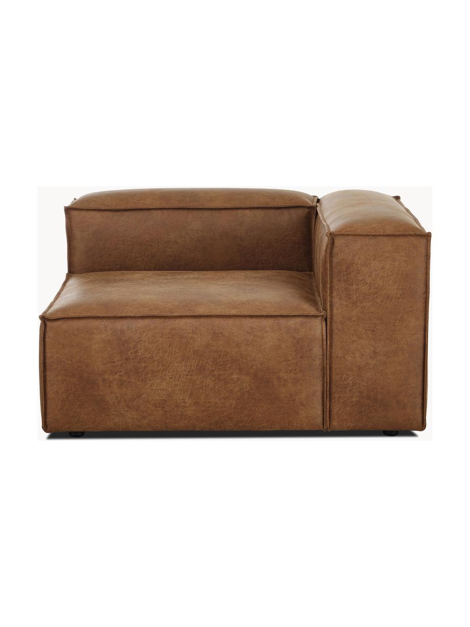 Modulo angolare in pelle riciclata Lennon, Rivestimento: pelle riciclata (70 % pel, Rivestimento: imbottitura in schiuma co, Pelle marrone, Larg. 119 x Prof. 119 cm, angolo a sinistra