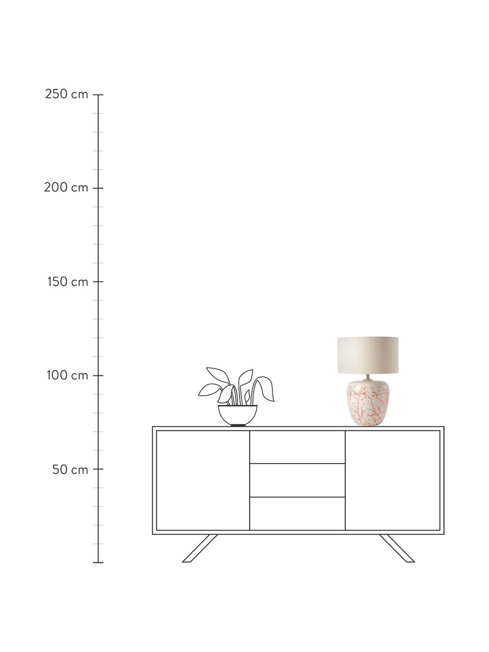 Grande lampe à poser avec pied en céramique Eileen, Beige, rose, haute brillance, Ø 33 x haut. 48 cm