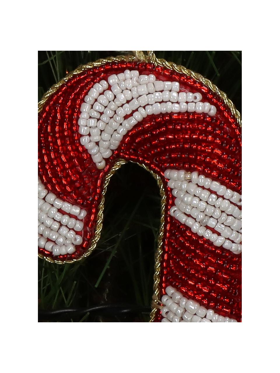 Décoration de sapin de Noël Sweets, Perles en plastique, Rouge, blanc, larg. 3 x haut. 13 cm