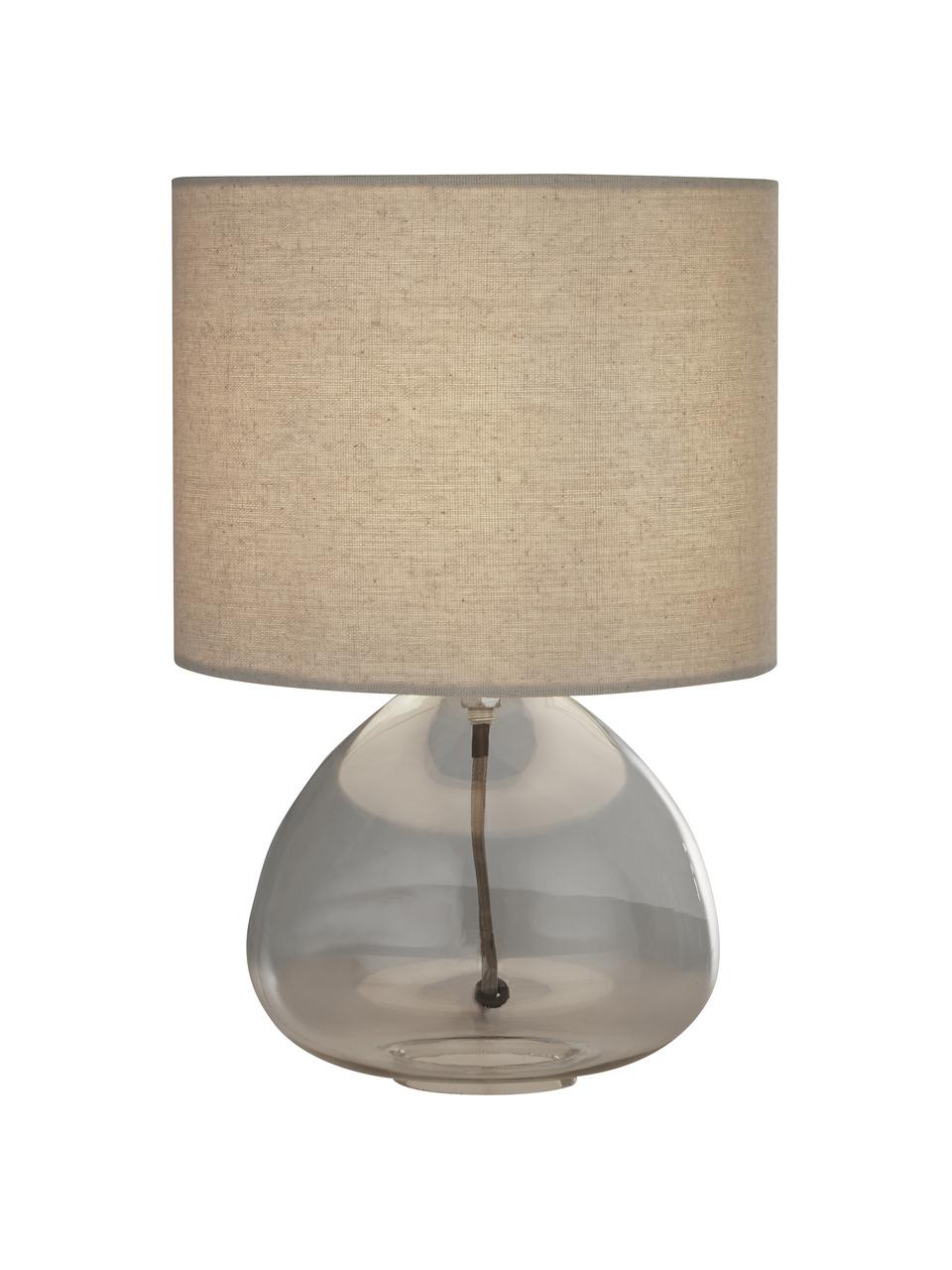 Lampada da tavolo piccola con paralume in tessuto Lugio, Paralume: tessuto, Base della lampada: vetro, Beige trasparente, Ø 21 x Alt. 32 cm