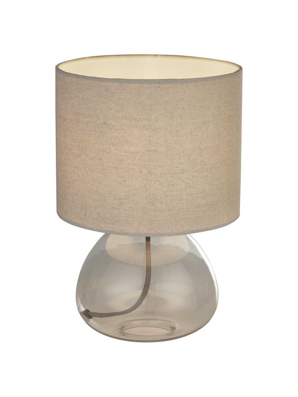 Lampada da tavolo piccola con paralume in tessuto Lugio, Paralume: tessuto, Base della lampada: vetro, Beige trasparente, Ø 21 x Alt. 32 cm