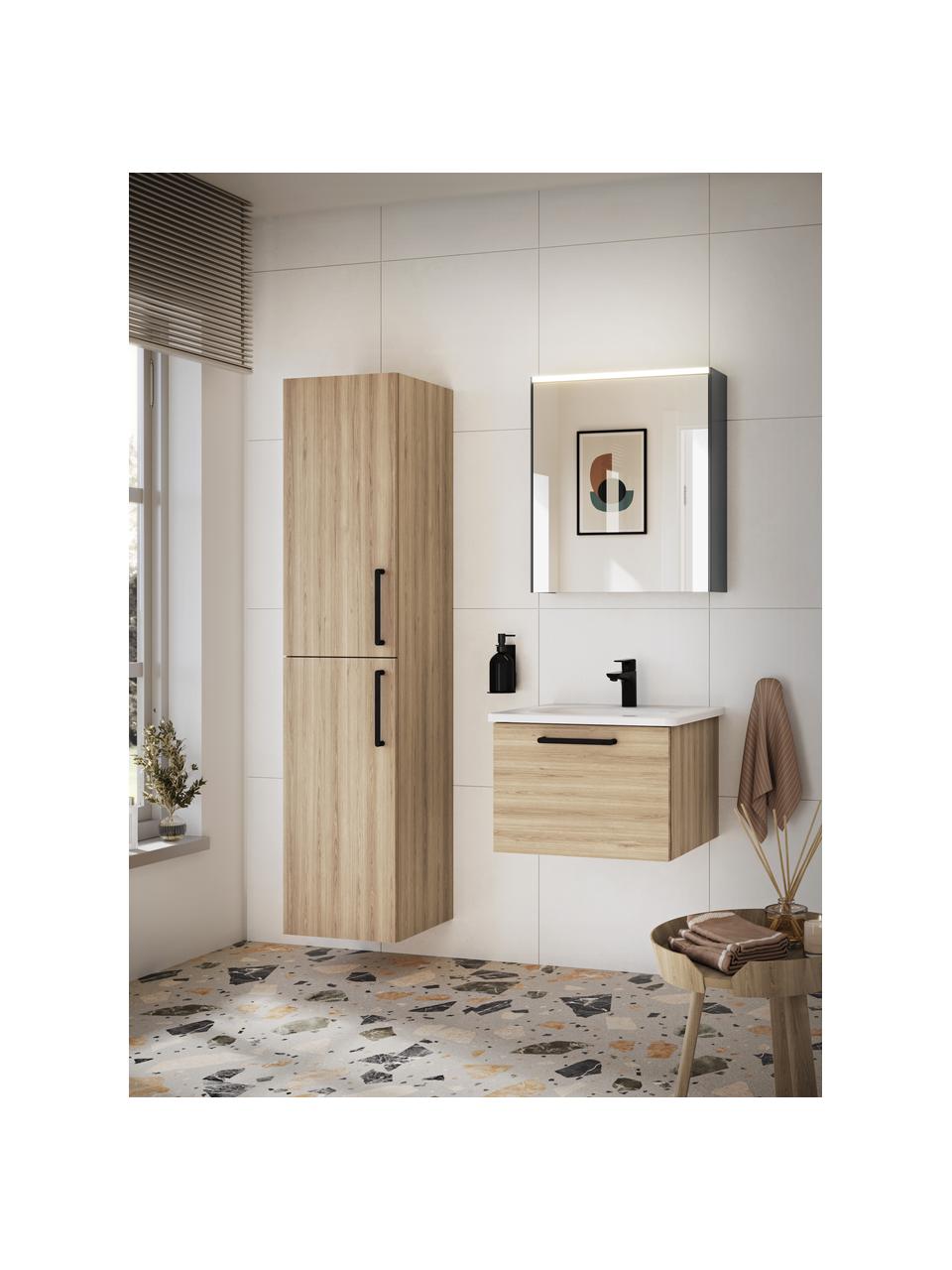 Lavabo con mobiletto Orna, Larg. 60 cm, Maniglie: metallo rivestito, Legno, Larg. 60 x Alt. 42 cm