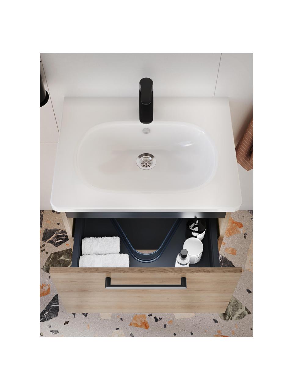 Lavabo con mobiletto Orna, Larg. 60 cm, Maniglie: metallo rivestito, Legno, Larg. 60 x Alt. 42 cm