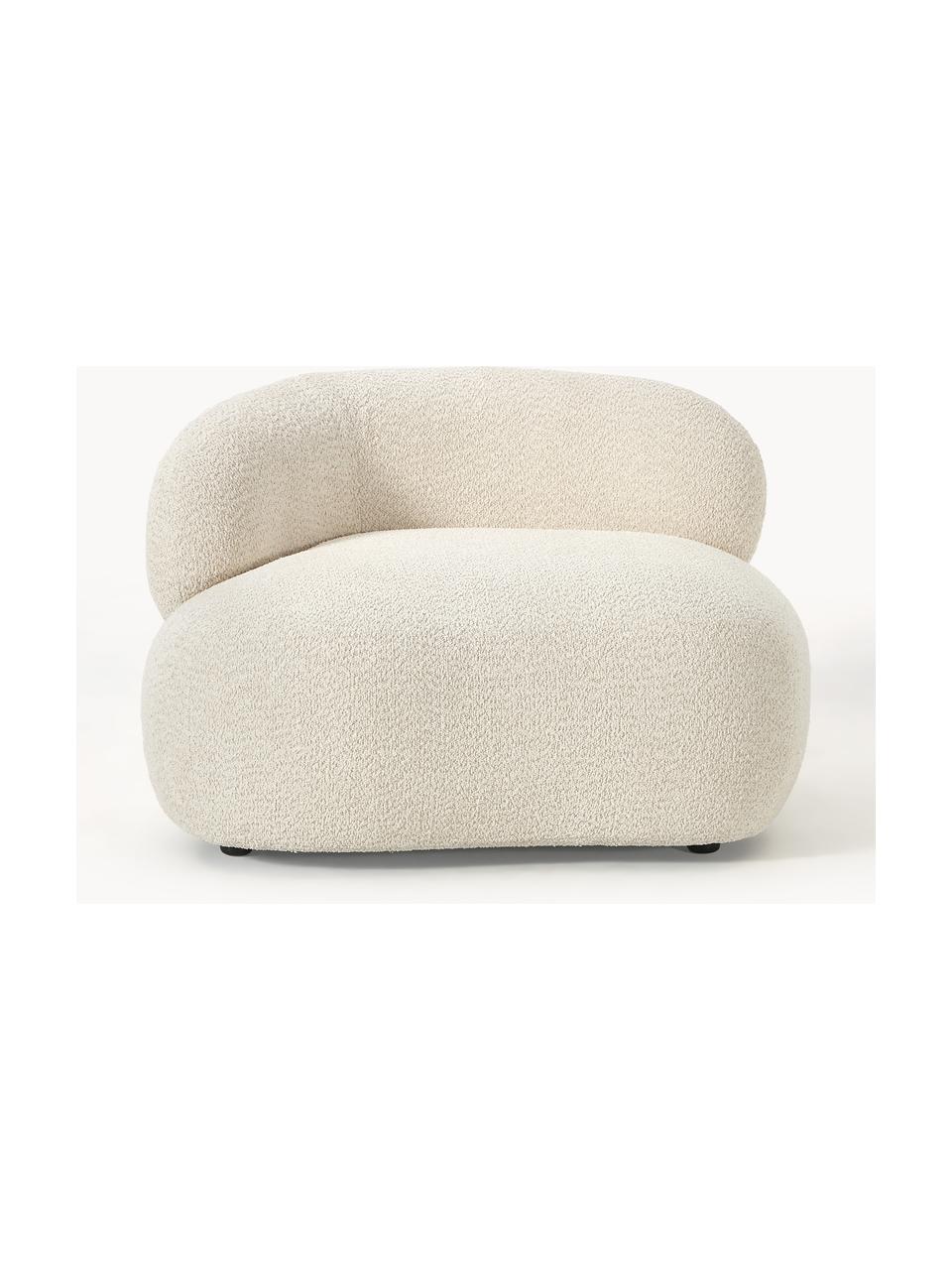 Sillón lounge en tejido bouclé Alba, Tapizado: 100% poliéster Alta resis, Estructura: madera de abeto maciza, m, Patas: plástico Este producto es, Borreguillo bouclé Off White, An 102 x F 89 cm, módulo esquina izquierda