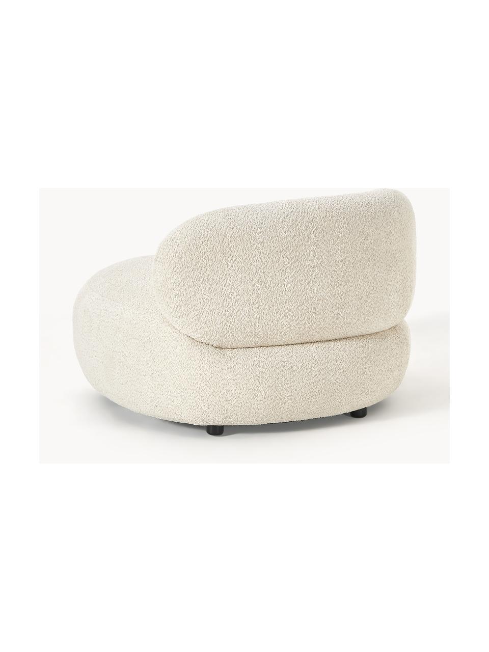 Fauteuil lounge en peluche-bouclé Alba, Peluche-bouclé blanc cassé, larg. 102 x prof. 89 cm, dossier à gauche