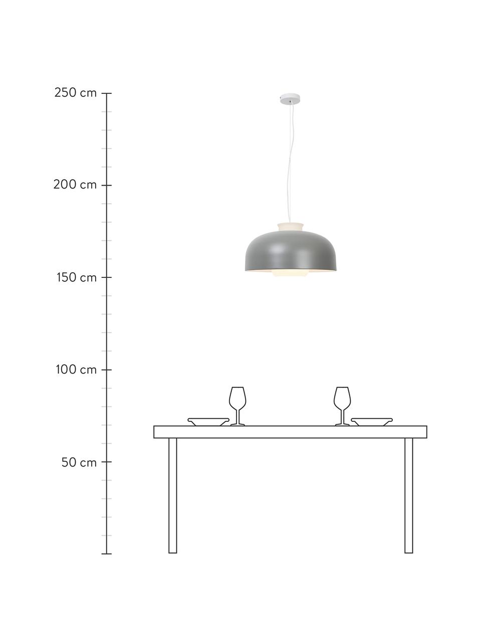 Retro hanglamp Miry, Lampenkap: gecoat metaal, Diffuser: glas, Baldakijn: metaal, Grijs, Ø 50  x H 28 cm