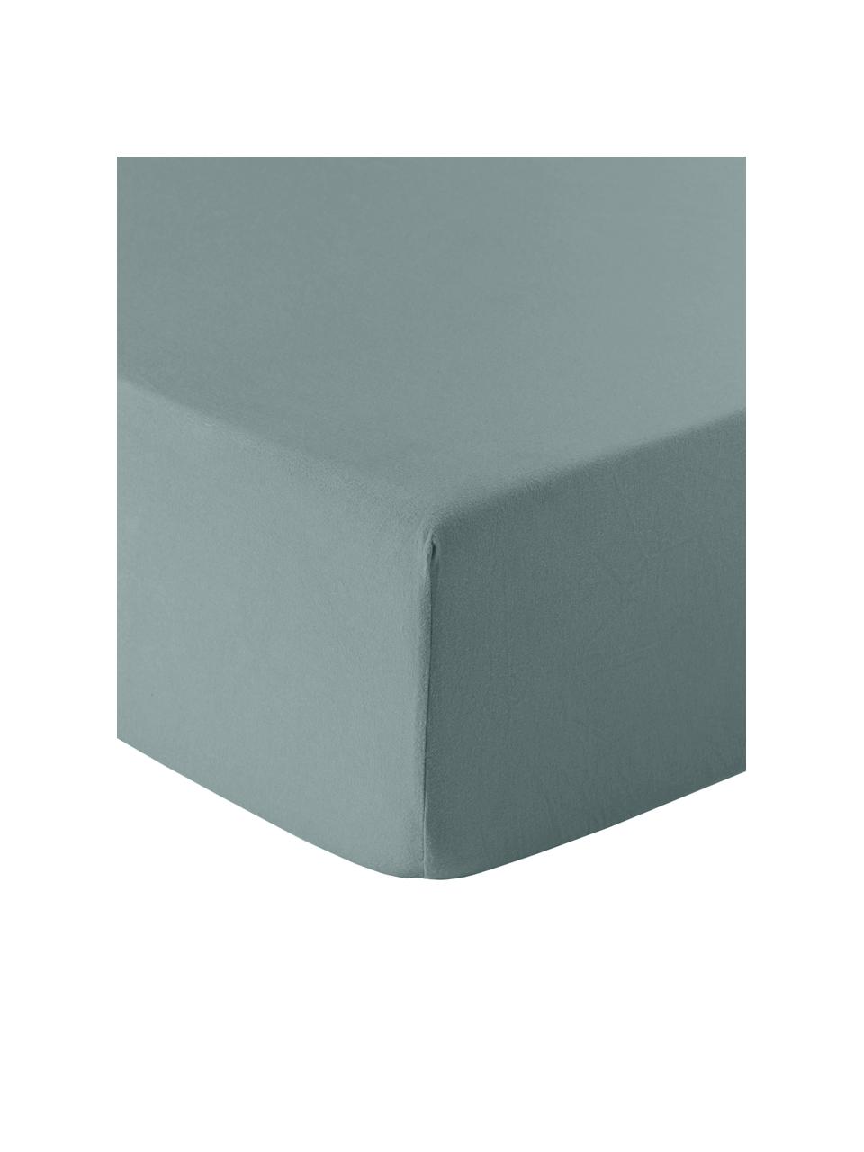 Prześcieradło z flaneli z gumką Biba, Szarozielony, S 90 x D 200 cm, W 25 cm